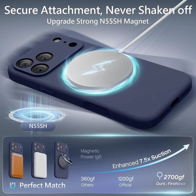 Alt view image 5 of 7 - Magnetic for iPhone 17 Pro Max Case 6.9 Navy Blue