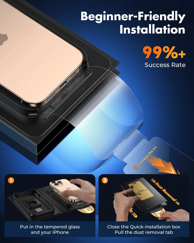 Alt view image 2 of 7 - Screen Protector for iPhone 16 Pro One-Pull to Install