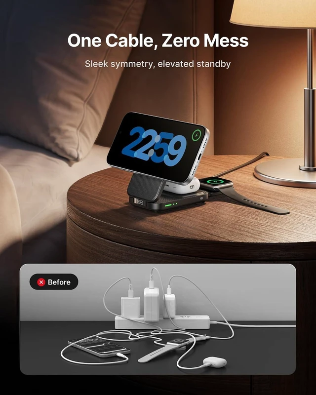 Alt view image 2 of 7 - 3 in 1 Foldable Wireless Charging Station 15W Fast Mag-Safe Charger