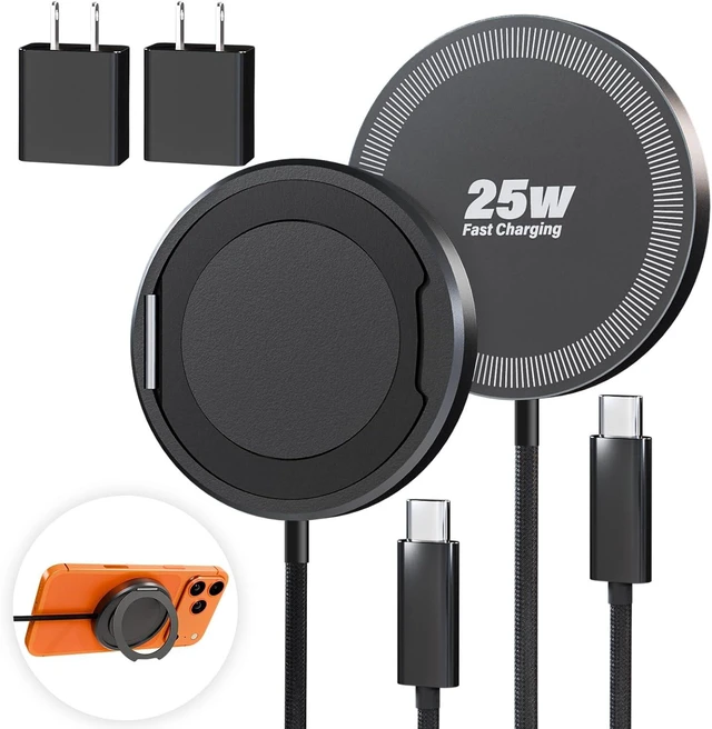Main image of 2Pack Magnetic Wireless iPhone Charger Fast Phone Charger with Stand 6FT 25W Fast Phone Charging Pad Wireless Magnetic Charge for iPhone 17/17Air/16 Pro Max/16 Plus/15 Pro Max/AirPods3/2/Pro Black