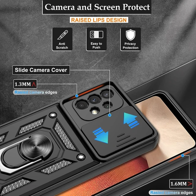 Alt view image 3 of 7 - for Galaxy A32 5G Case with HD Screen Protector Heavy Duty Shockproof Phone Cover with Magnetic Kickstand Ring for Galaxy A32 5G Black
