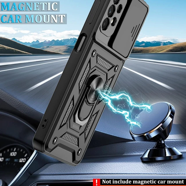Alt view image 6 of 7 - for Galaxy A32 5G Case with HD Screen Protector Heavy Duty Shockproof Phone Cover with Magnetic Kickstand Ring for Galaxy A32 5G Black