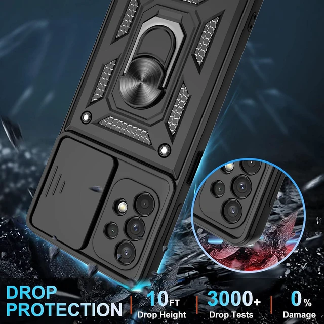 Alt view image 5 of 7 - for Galaxy A32 5G Case with HD Screen Protector Heavy Duty Shockproof Phone Cover with Magnetic Kickstand Ring for Galaxy A32 5G Black