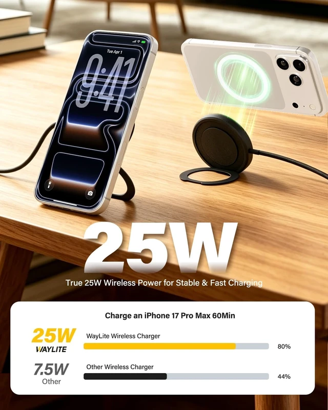 Alt view image 3 of 7 - 2Pack Magnetic Wireless iPhone Charger Fast Phone Charger with Stand 6FT 25W Fast Phone Charging Pad Wireless Magnetic Charge for iPhone 17/17Air/16 Pro Max/16 Plus/15 Pro Max/AirPods3/2/Pro Black
