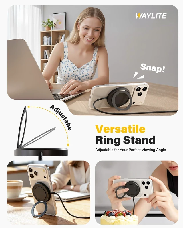 Alt view image 4 of 7 - 2Pack Magnetic Wireless iPhone Charger Fast Phone Charger with Stand 6FT 25W Fast Phone Charging Pad Wireless Magnetic Charge for iPhone 17/17Air/16 Pro Max/16 Plus/15 Pro Max/AirPods3/2/Pro Black