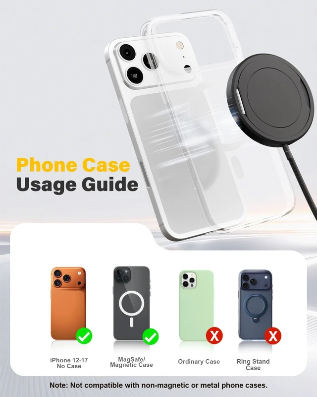 Alt view image 7 of 7 - 2Pack Magnetic Wireless iPhone Charger Fast Phone Charger with Stand 6FT 25W Fast Phone Charging Pad Wireless Magnetic Charge for iPhone 17/17Air/16 Pro Max/16 Plus/15 Pro Max/AirPods3/2/Pro Black