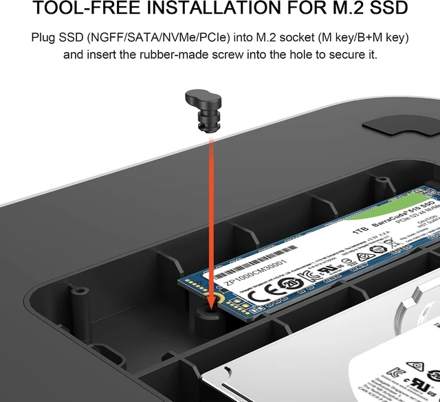 Alt view image 6 of 7 - Mac mini Dock & Hub with SATA/NVMe M.2 Dual Enclosure for Mac mini (M2/M1/Intel) USB-C (10Gbps) 3X USB-A (5/10Gbps) 104MB/s SD/TF Card Readers Compatible with Mac Studio (M1 to M5)