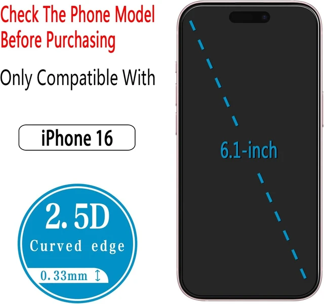 Alt view image 3 of 7 - 2 Pack Screen Protector for iPhone 16 6.1 inch Tempered Glass