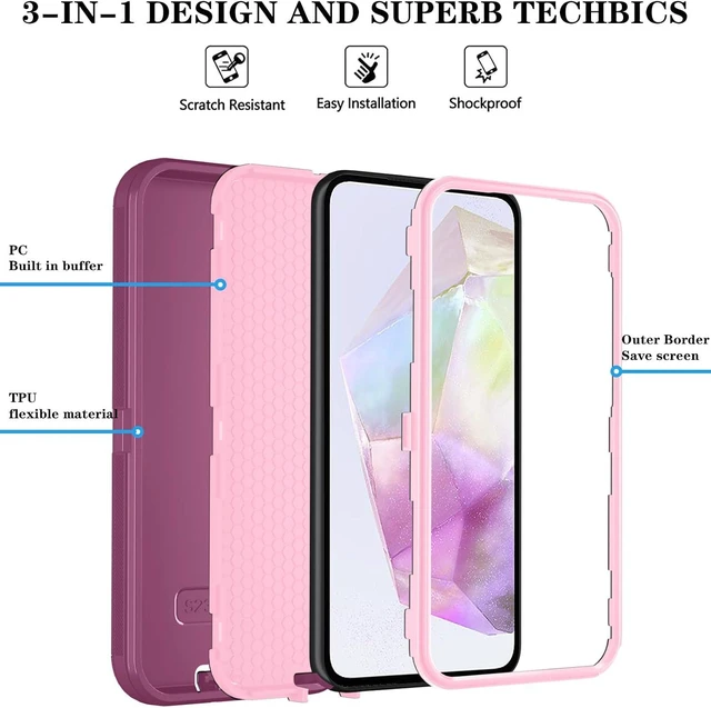 Alt view image 5 of 6 - for Galaxy A37 5G Phone Case 3-Layer Cover WineRedPink