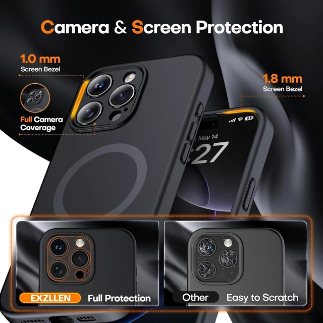 Alt view image 4 of 7 - Magnetic for iPhone 16 Pro Max Case Thicken Silicone Black