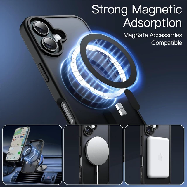 Alt view image 3 of 6 - Magnetic Matte Case for iPhone 16 Black