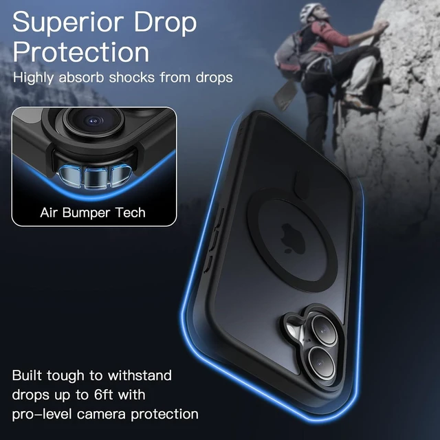 Alt view image 4 of 6 - Magnetic Matte Case for iPhone 16 Black