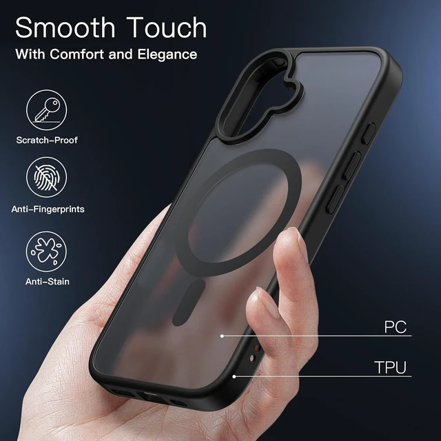 Alt view image 5 of 6 - Magnetic Matte Case for iPhone 16 Black