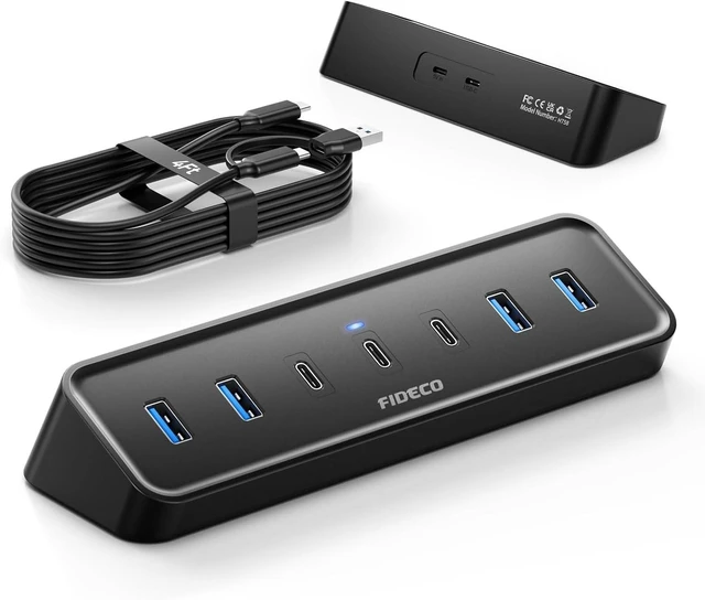 Main image of 4 ft 7-Port USB 3.0 Hub for Desktop PC MacBook 4 USB-A & 3 USB-C