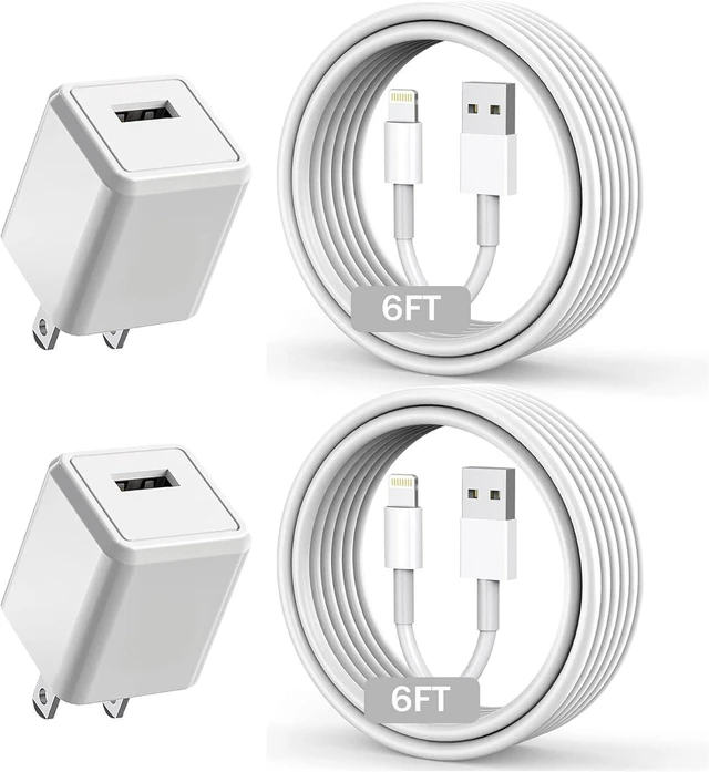 Main image of iPhone Charger Long 6FT iPhone Charger 2Pack i Phone Cord 6feet USB to Lightning Cable Quick Fast Charging Data Sync Cord USB Wall Charge Block Adapter for I Phone14/13/12/11/XS/XR/X/8/7/5/SE2022/iPad