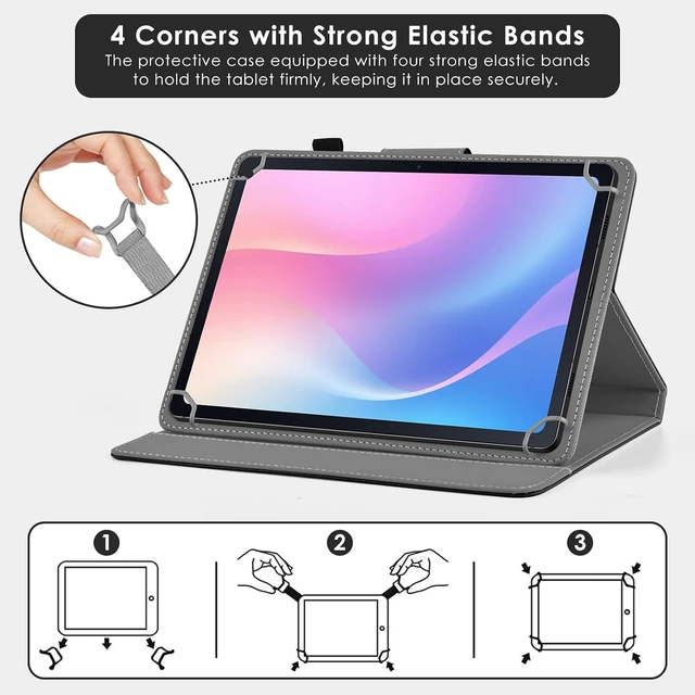 Alt view image 3 of 7 - Universal 10.1 Inch Tablet Case with Pencil Holder Black