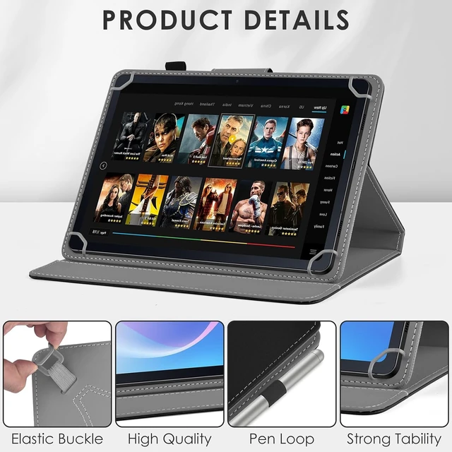 Alt view image 4 of 7 - Universal 10.1 Inch Tablet Case with Pencil Holder Black