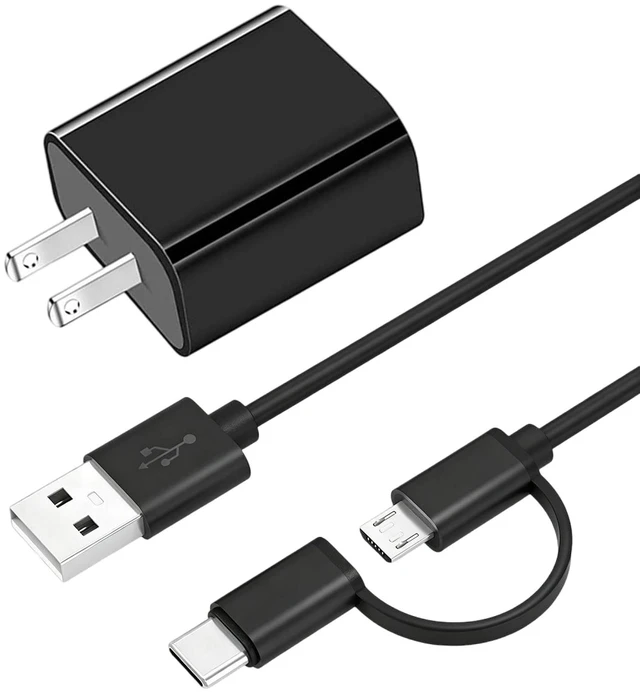 Main image of 10W 5V 2A Charger for Kindle Fire Tablet Micro and USB C Charging Cable for Kindle Paperwhite All Generation Fire HD 10 8 7 Plus Max 11 Kids Pro Edition Touch Fire TV Sticks Type C Cable 3.3ft