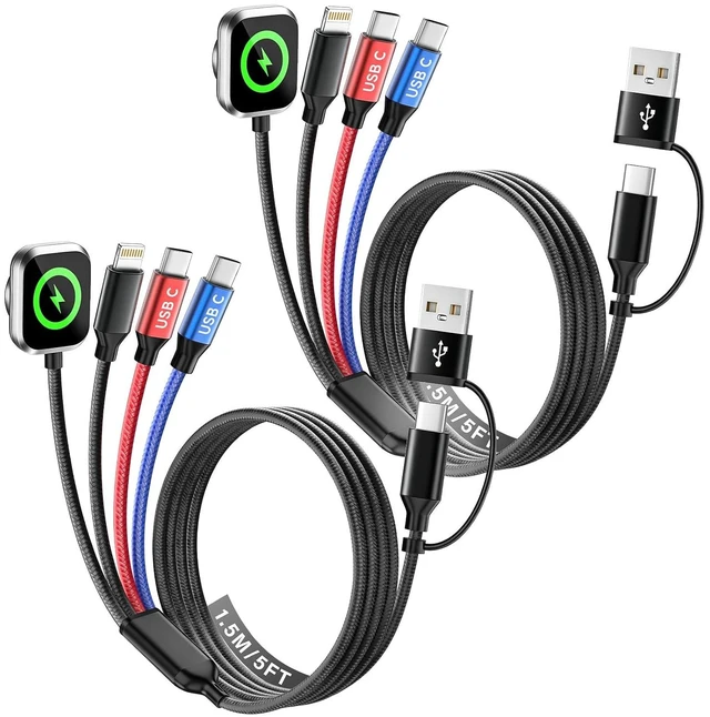 Main image of Travel Essentials 4-in-2 Multi Charging Cable for Watch Charger 5FT