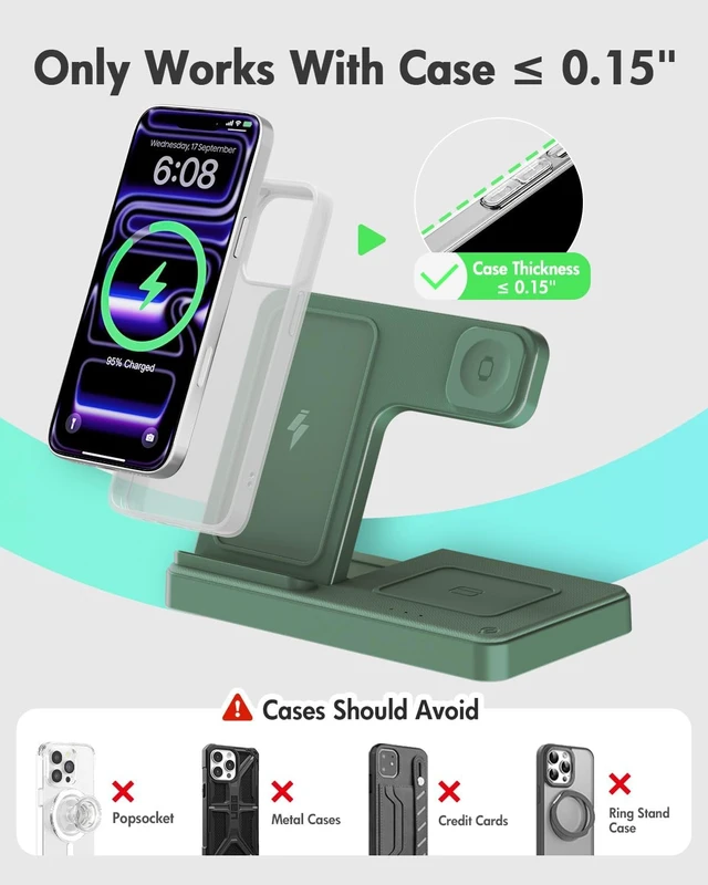 Alt view image 3 of 7 - Wireless Charger iPhone Charging Station for Multiple Devices
