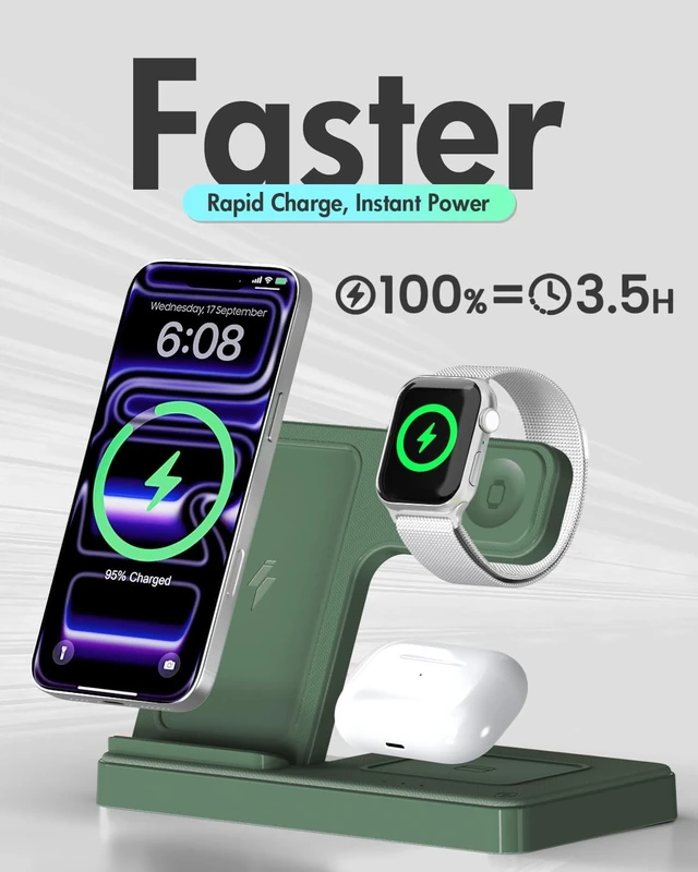 Alt view image 5 of 7 - Wireless Charger iPhone Charging Station for Multiple Devices