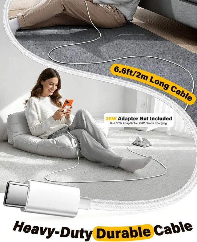 Alt view image 2 of 7 - 2Pack Magnetic Wireless iPhone Charger Fast Phone Charger with Kickstand 6FT 25W Fast Phone Charging Pad Wireless Magnetic Charge for iPhone 17/17Air/16 Pro Max/16 Plus/15 Pro Max White