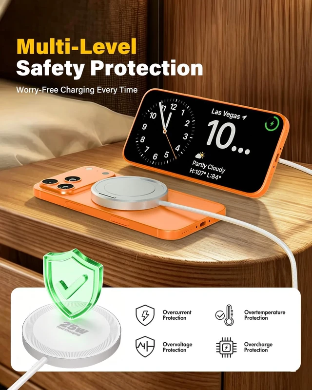 Alt view image 5 of 7 - 2Pack Magnetic Wireless iPhone Charger Fast Phone Charger with Kickstand 6FT 25W Fast Phone Charging Pad Wireless Magnetic Charge for iPhone 17/17Air/16 Pro Max/16 Plus/15 Pro Max White
