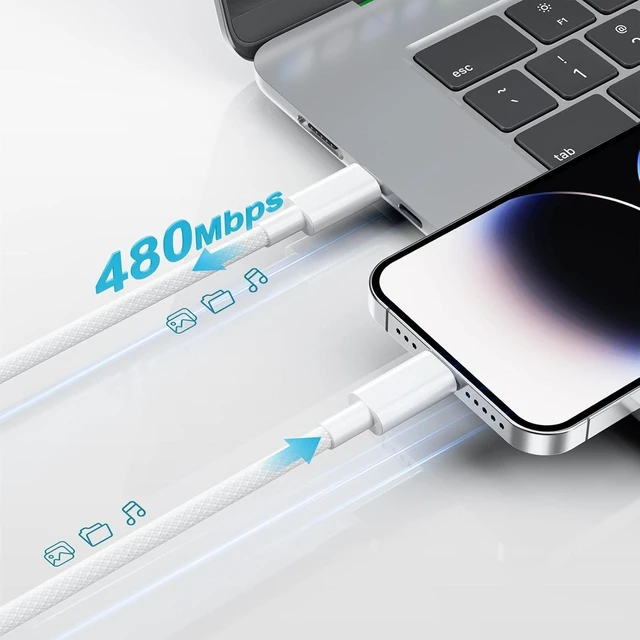 Alt view image 6 of 7 - USB-C to Lightning Cable MFi Certified 3FT Nylon iPhone Charger Cord