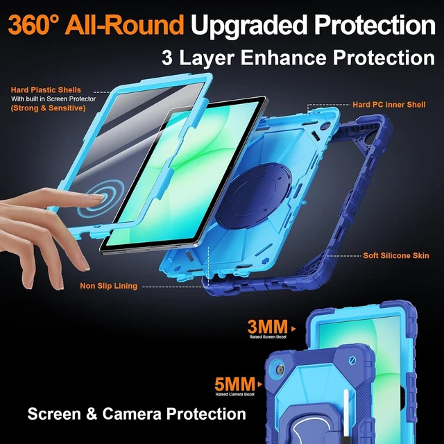 Alt view image 3 of 7 - Case for Galaxy Tab A11+ Plus/A9+ 11 Inch 2025/2023 Navy Blue