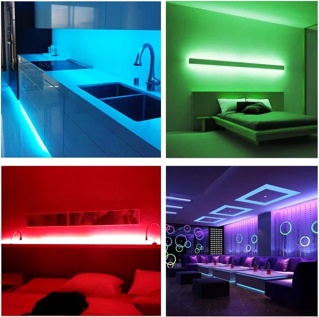 Alt view image 7 of 7 - LED Strip Lights 100ft RGB Lights Strip for Bedroom Desk Indoor Room Living Room Brithday Gifts Home Decor with Remote 24V Power Supply