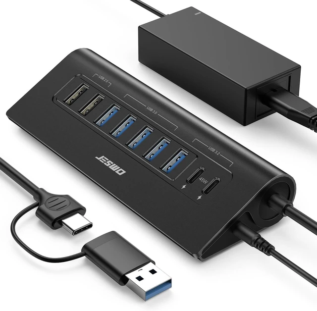 Main image of Powered USB Hub 10Gbps 9-Port USB Hub USB 3.2 45W Charging for PC