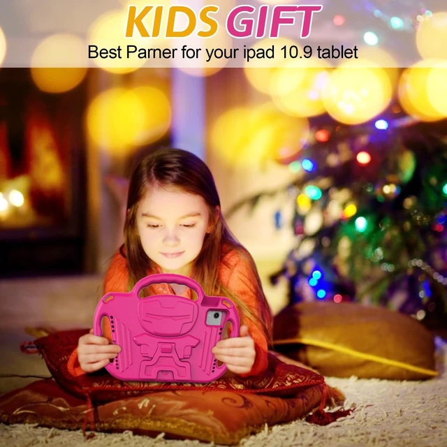 Alt view image 4 of 7 - Kids Case for iPad (A16) 11th Generation 11 Inch 2025 & iPad 10th Generation 10.9 2022 iPad Air M4/M3 2026/2025 Shockproof Rugged Protective with Shoulder Strap/Handles/Kickstand Cover Rose