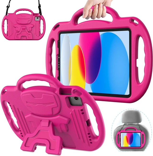 Main image of Kids Case for iPad (A16) 11th Generation 11 Inch 2025 & iPad 10th Generation 10.9 2022 iPad Air M4/M3 2026/2025 Shockproof Rugged Protective with Shoulder Strap/Handles/Kickstand Cover Rose