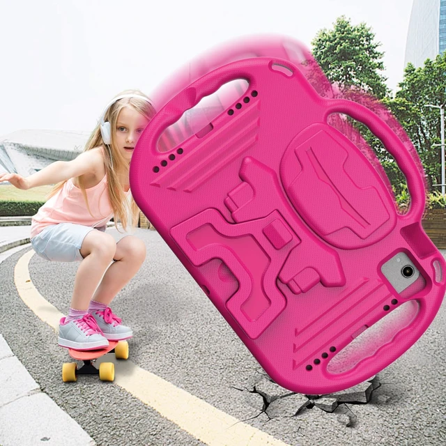 Alt view image 6 of 7 - Kids Case for iPad (A16) 11th Generation 11 Inch 2025 & iPad 10th Generation 10.9 2022 iPad Air M4/M3 2026/2025 Shockproof Rugged Protective with Shoulder Strap/Handles/Kickstand Cover Rose