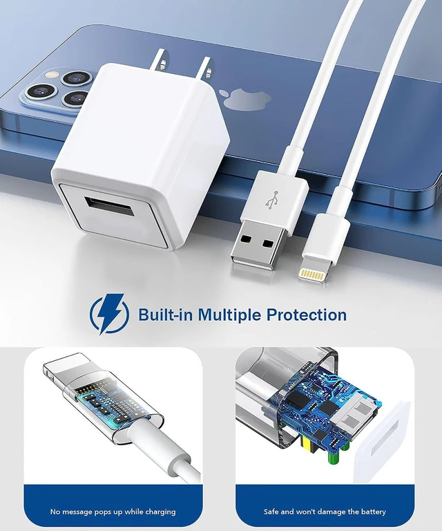 Alt view image 2 of 7 - iPhone Charger Long 6FT iPhone Charger 2Pack i Phone Cord 6feet USB to Lightning Cable Quick Fast Charging Data Sync Cord USB Wall Charge Block Adapter for I Phone14/13/12/11/XS/XR/X/8/7/5/SE2022/iPad