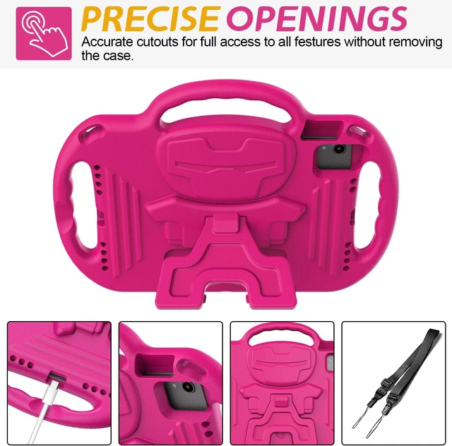 Alt view image 7 of 7 - Kids Case for iPad (A16) 11th Generation 11 Inch 2025 & iPad 10th Generation 10.9 2022 iPad Air M4/M3 2026/2025 Shockproof Rugged Protective with Shoulder Strap/Handles/Kickstand Cover Rose