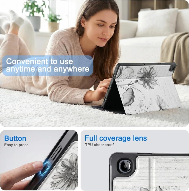 Alt view image 3 of 7 - Case for Galaxy Tab A11+ Plus 11 2025 Multi-Viewing Angles All New PU Leather Folio Stand Cover with Auto Sleep Wake Feature for Galaxy Tab A11+ Tablet 11-inch Sunflower