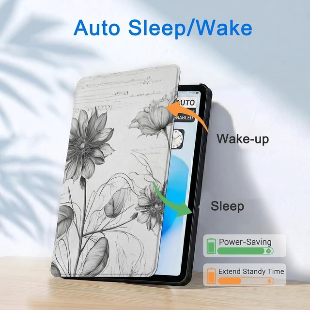 Alt view image 6 of 7 - Case for Galaxy Tab A11+ Plus 11 2025 Multi-Viewing Angles All New PU Leather Folio Stand Cover with Auto Sleep Wake Feature for Galaxy Tab A11+ Tablet 11-inch Sunflower