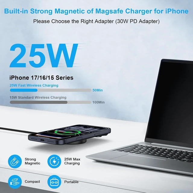 Alt view image 2 of 7 - 25W Magnetic Wireless Android Phone Charger Pad for Galaxy S26Ultra