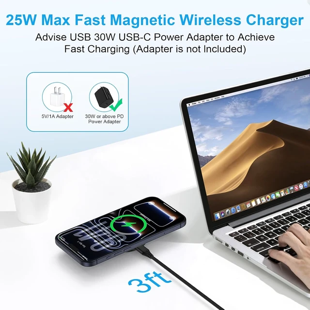 Alt view image 4 of 7 - 25W Magnetic Wireless Android Phone Charger Pad for Galaxy S26Ultra