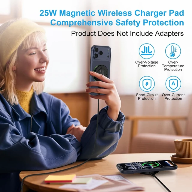 Alt view image 7 of 7 - 25W Magnetic Wireless Android Phone Charger Pad for Galaxy S26Ultra