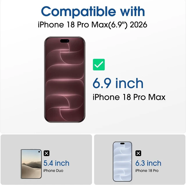 Alt view image 2 of 7 - OneTouch for iPhone 18 Pro Max 6.9 Screen Protector Tempered Glass