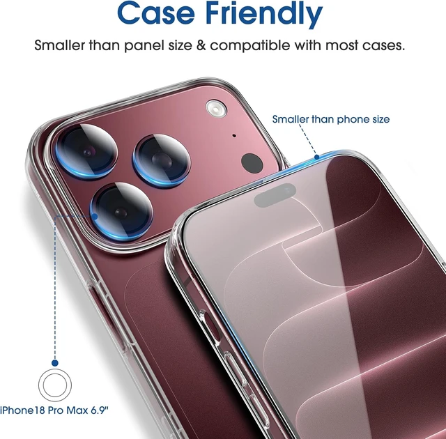 Alt view image 7 of 7 - OneTouch for iPhone 18 Pro Max 6.9 Screen Protector Tempered Glass