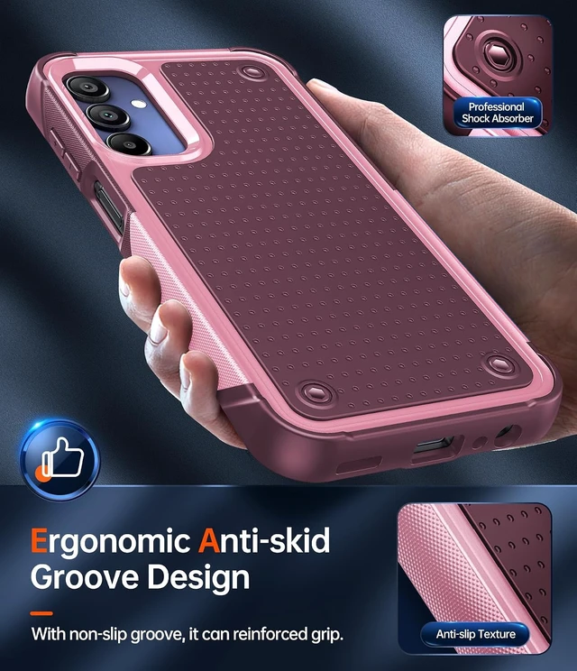 Alt view image 3 of 7 - for Galaxy A15-5G Case: Galaxy A15 5G Phone Case with Screen Protector Dual Layer Protective Hard PC Back & Soft Bumper Resilient Shock Absorb Case Cover A15 5G Red Pink