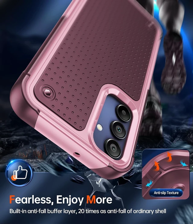 Alt view image 4 of 7 - for Galaxy A15-5G Case: Galaxy A15 5G Phone Case with Screen Protector Dual Layer Protective Hard PC Back & Soft Bumper Resilient Shock Absorb Case Cover A15 5G Red Pink
