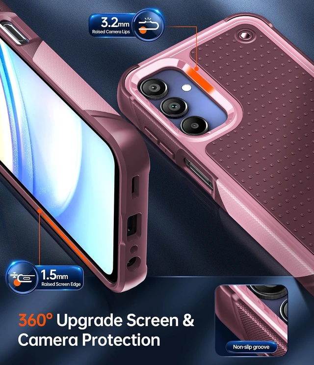Alt view image 5 of 7 - for Galaxy A15-5G Case: Galaxy A15 5G Phone Case with Screen Protector Dual Layer Protective Hard PC Back & Soft Bumper Resilient Shock Absorb Case Cover A15 5G Red Pink