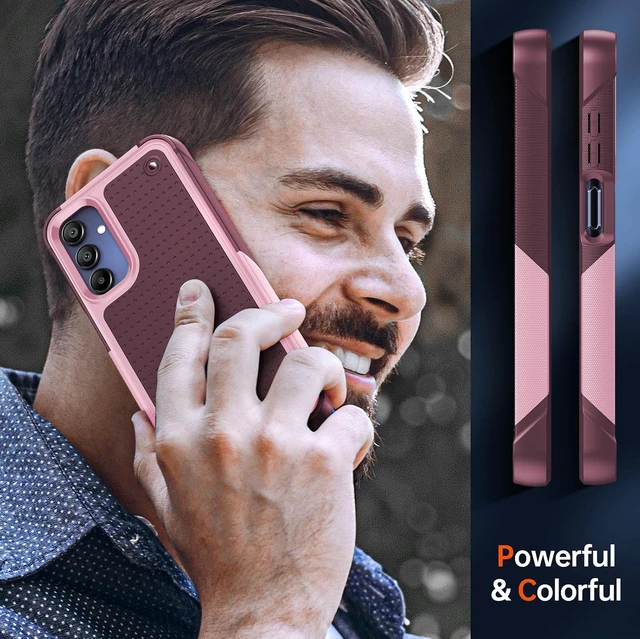 Alt view image 6 of 7 - for Galaxy A15-5G Case: Galaxy A15 5G Phone Case with Screen Protector Dual Layer Protective Hard PC Back & Soft Bumper Resilient Shock Absorb Case Cover A15 5G Red Pink