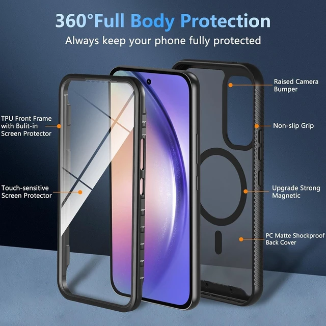 Alt view image 3 of 7 - for A54 Case 360° Full-Body Dual Protective Black