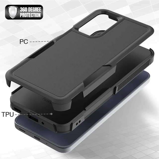 Alt view image 3 of 7 - for Galaxy A16 5G Case: Dual Layer Protective Heavy Duty Cell Phone Cover Shockproof Rugged with Screen Protector - Military Protection Bumper Tough - Galaxy A16 5G 2025 Black