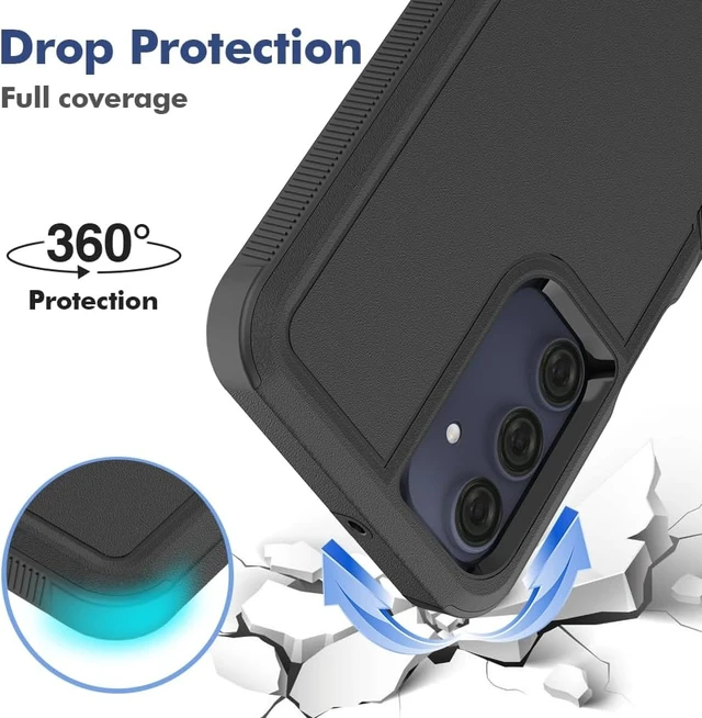 Alt view image 2 of 7 - for Galaxy A16 5G Case: Dual Layer Protective Heavy Duty Cell Phone Cover Shockproof Rugged with Screen Protector - Military Protection Bumper Tough - Galaxy A16 5G 2025 Black